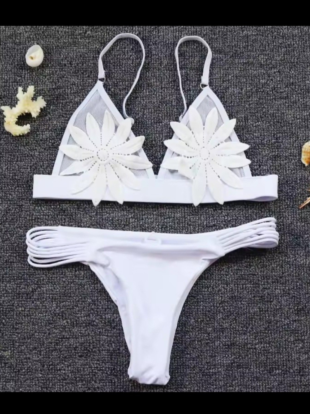 BLACK Floral Applique Bikini Set - Women Swim